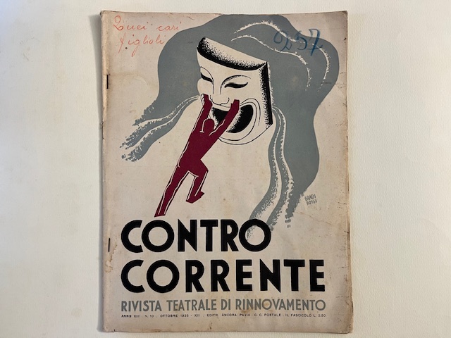 Controcorrente. Rivista teatrale di rinnovamento, anno III, n. 10, ottobre 1935 (Copertina illustrata da Carlo Dradi e Attilio Rossi)